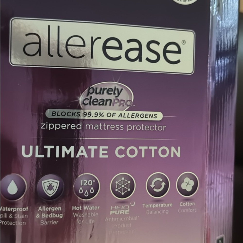 AllerEase Cotton Zippered Mattress Protector - Purple